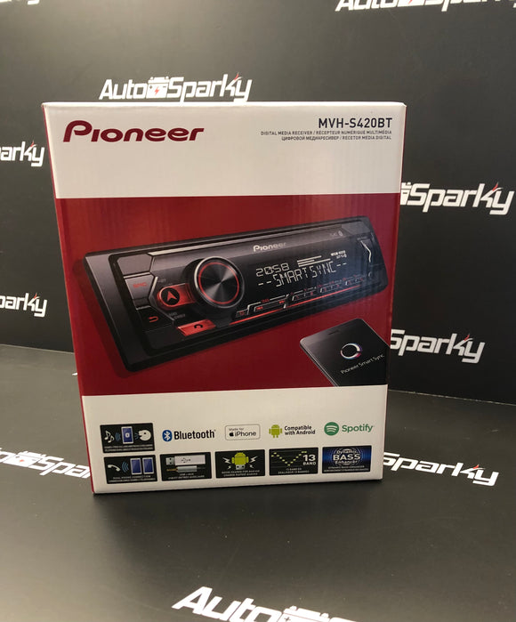 Pioneer MVH-S420BT **BLUETOOTH PHONE KIT** Ideal for use with iPhones & Android (SHALLOW / SHORT CHASSIS RADIO ideal for Tractors & Diggers but will fit Cars, Vans, 4x4, etc.)
