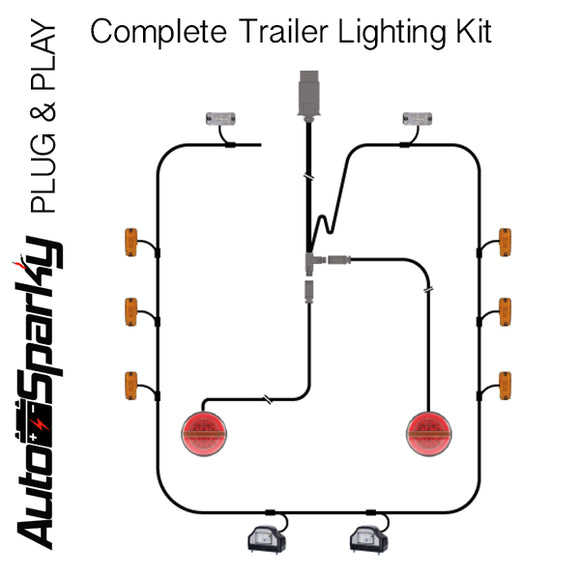 Complete Trailer Lighting Kit 5 - Plug & Play - Available Lengths 6m, 9m & 12m