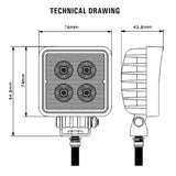 Red LED Flood Beam Work Lamp 12/24v - Durite