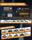 Knob Switch Panel & Relay Box - 8 Gang - 12v / 24v - Light Dimming, Dynamic Chase, Strobe, Momentary, Pulsed, Four External Triggers