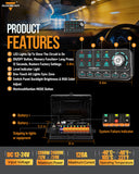 Knob Switch Panel & Relay Box - 8 Gang - 12v / 24v - Light Dimming, Dynamic Chase, Strobe, Momentary, Pulsed, Four External Triggers