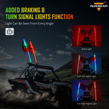 3ft LED Whip Light Pair - Rotating Colour Changing Flexible Pole - Bluetooth App Control (2x Whips)