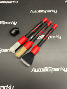 3 Piece Pro Detailing Brush Set with hard-to-reach area attachment