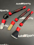 3 Piece Pro Detailing Brush Set with hard-to-reach area attachment