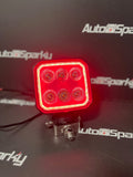 90Watt 7200Lumen Square Work Light – Built in Red or Amber DRL and Amber Strobe - UTV Products