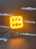 90Watt 7200Lumen Square Work Light – Built in White or Amber DRL and Amber Strobe - UTV Products