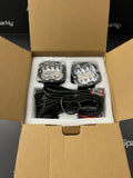 3" Square 96Watt 9600Lumen LED Spot Lights with White & Amber Strobe Functions (Pair) - Includes Wiring Kit
