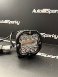 3" Square 96Watt 9600Lumen LED Spot Lights with White & Amber Strobe Functions (Pair) - Includes Wiring Kit