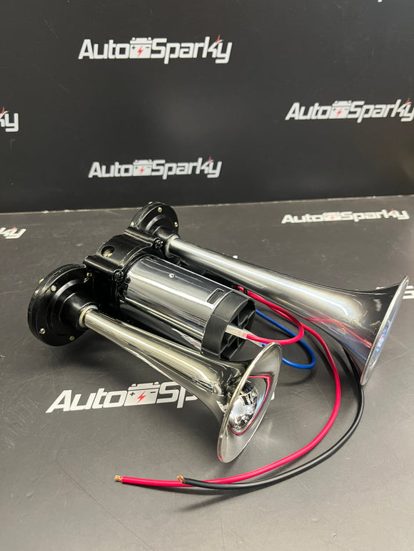 Dual Trumpet Air Horn with Built on Compressor & Pre Wired Relay(12v)