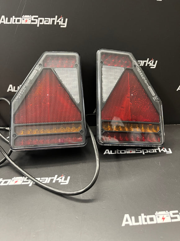 LED Triangle Tail Light Pair - Smoked Lens - Left & Right
