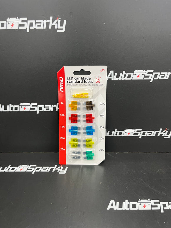 LED Indicator Standard Blade Fuse Assortment - 10 Pack