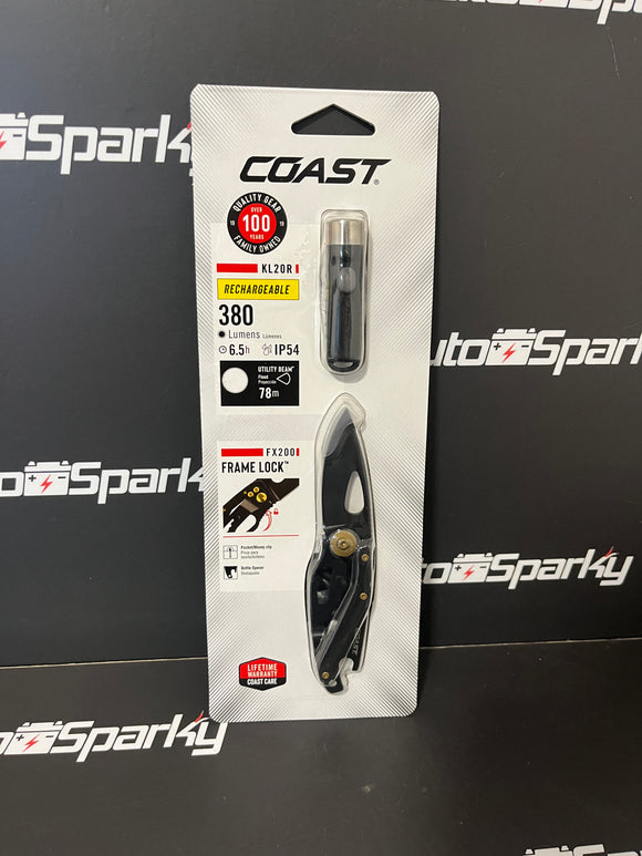 Coast KL20R Rechargeable LED Keyring Torch (380 Lumens) + Coast FX200 **Special Offer**