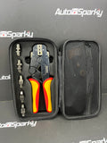 Heavy Duty Crimping Tool & Wire Stripping Set - Interchangeable Jaws for Cable Lugs, Flat Connectors, End Ferrules - Baurix German Made