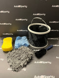 7 Piece Car Wash Kit - Foldable Bucket, Sponge, Wheel Brush, 3x Microfibre Cloths, & Microfibre Mitt