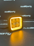 LED Cube Reverse Light / Work Light with Red or Amber Tunnel Effect Position Light - Boreman