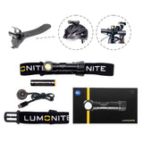 High Powered Long Range Bicycle Lamp / Helmet Lamp / Head Torch - 1250Lumen - 110 Metre Range - Lumonite Compass