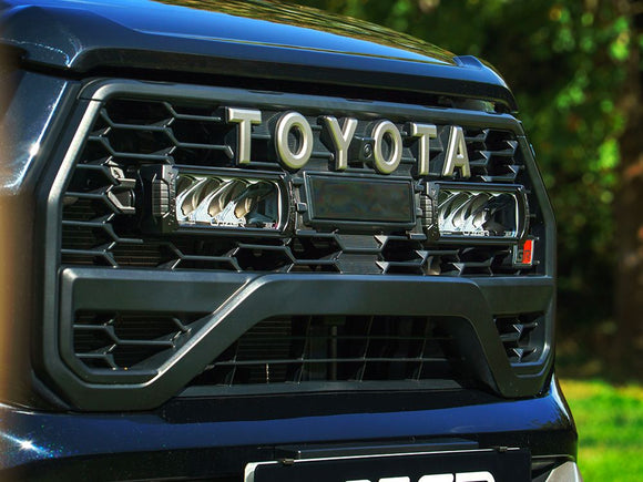 Lazerlamps Grille Kit - Toyota Hilux GR Sport (2024+) 2x Triple-R 750 Lightbars with White or Amber Position Lights