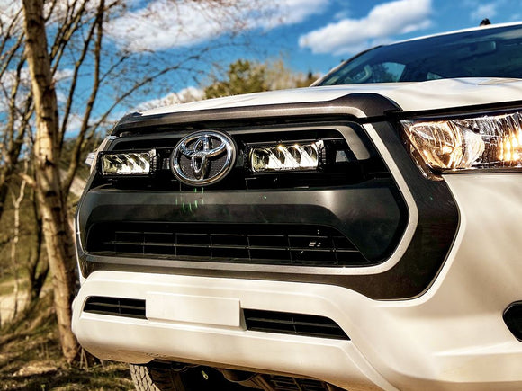 Lazerlamps Grille Kit - Toyota Hilux (2021+) 2x Triple-R 750 Lightbars with White or Amber Position Lights
