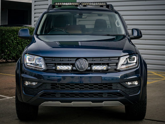 Lazerlamps Grille Kit - VW Amarok V6 (2016-2022) 2x Triple-R 750 Lightbars with White or Amber Position Lights & Amber Beacons