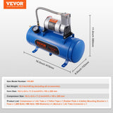 Heavy Duty 12V Air Compressor with 6L Tank Train Horn Air Compressor - For use with Air Horns