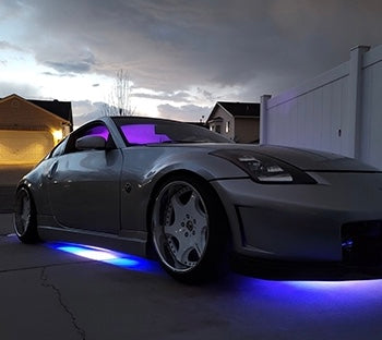 Car Under Glow Kit 4x Flexible LED Strip Light Strips Phone