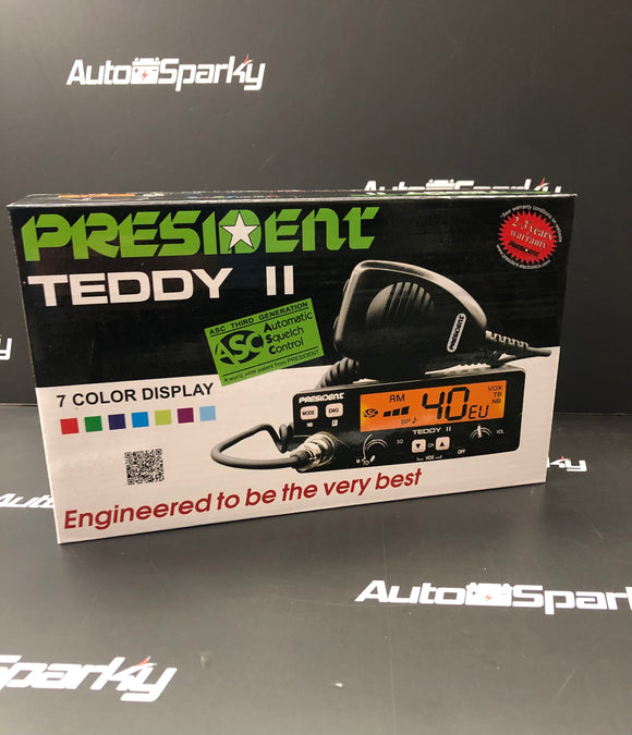 Radio CB President Teddy II AM/FM Con ASC, VOX, NB, ANL – 12V, Display Multicolore