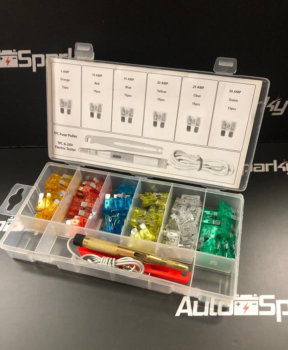 93 Standard Blade Fuse Assortment Box with Fuse Puller & Electrical Tester