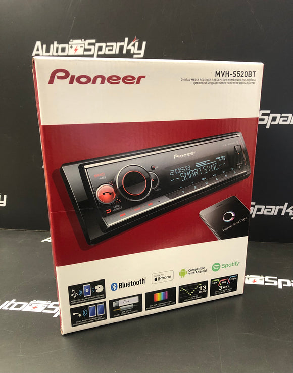Pioneer MVH-S520BT Multi Colour Display **BLUETOOTH PHONE KIT** Compatible with iPhone & Android (SHALLOW / SHORT CHASSIS RADIO ideal for Tractors & Diggers but will fit Cars, Vans, 4x4, etc.)