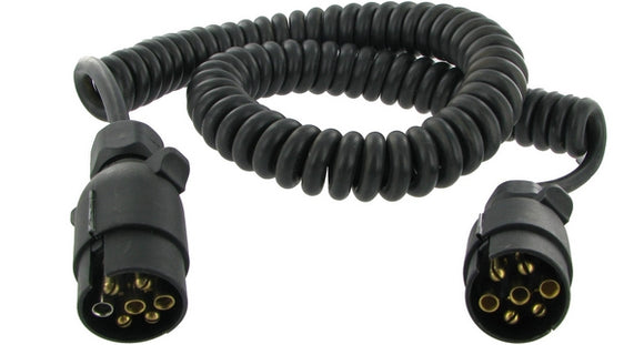 7 Pin Coiled 5 Metre Extension Lead Male/Male