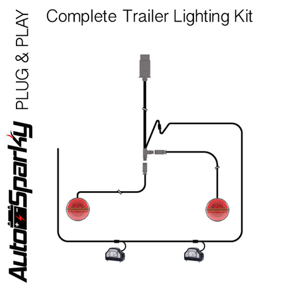 Complete Trailer Lighting Kit 2 - Plug & Play - Available Lengths 3.5m, 6m, 9m & 12m