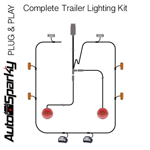 Complete Trailer Lighting Kit 3 - Plug & Play - Available Lengths 6m, 9m & 12m