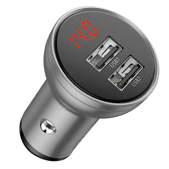 Car Charger with Digital Display & Dual USB, 4.8A